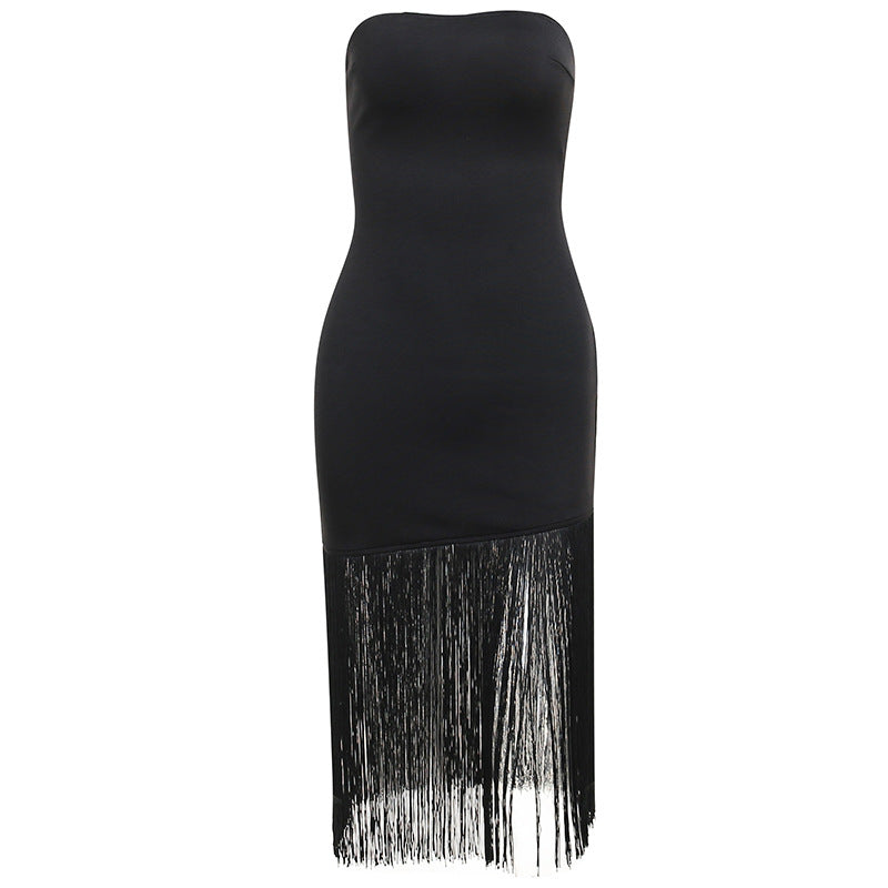 "Yabba-Dabba" Asymmetrical Tassel Dress
