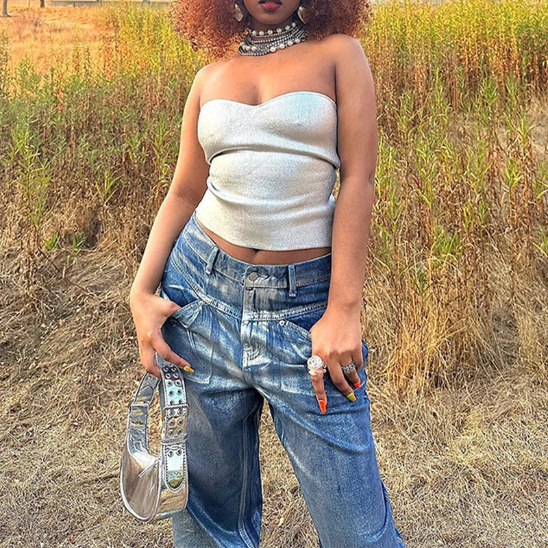 "Dipped in Chrome" Strapless Top