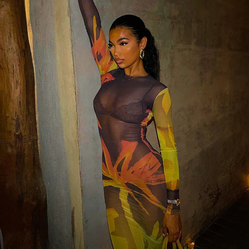 "Tropic Thunder" Mesh Dress