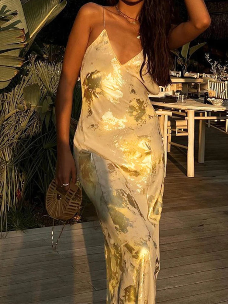 'Into the Sunset' spaghetti strap dress